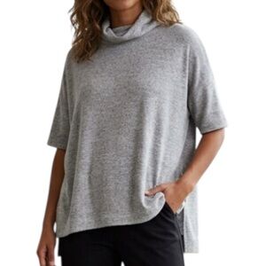 Rag & Bone Heather Gray Knit Cowl Neck High-Low Short Sleeve Light Sweater Top M